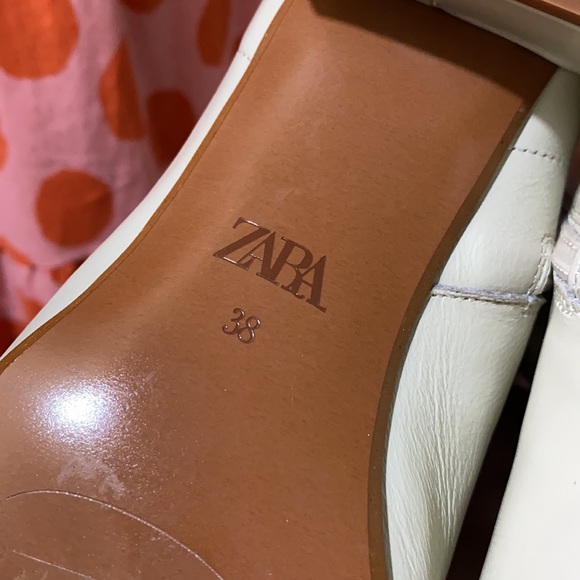Zara cream White Leather Knee High with Block Heel and Square Toe Boots - Picture 12 of 12